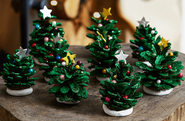 Christmas Trees made from pine cones